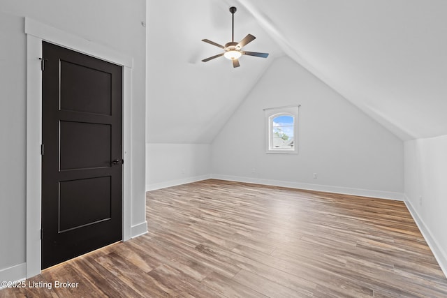 118 Stable Way, Jeffersonville, IN 47130 - bonus room featuring ceiling fan, light wood-style flooring, lofted ceiling, and baseboards