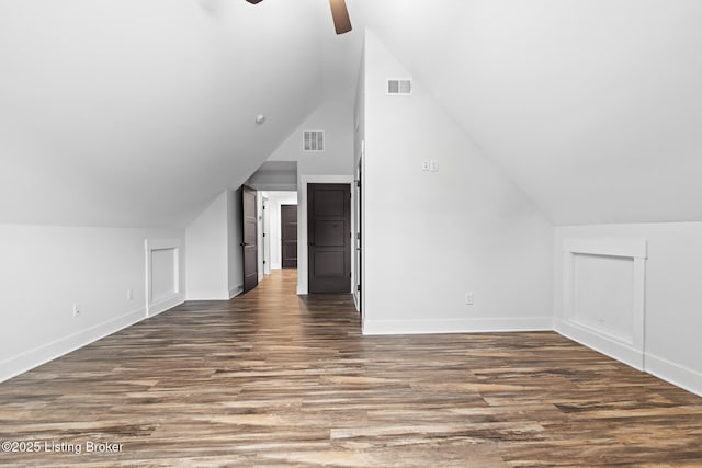 118 Stable Way, Jeffersonville, IN 47130 - bonus room featuring wood finished floors, vaulted ceiling, ceiling fan, and baseboards