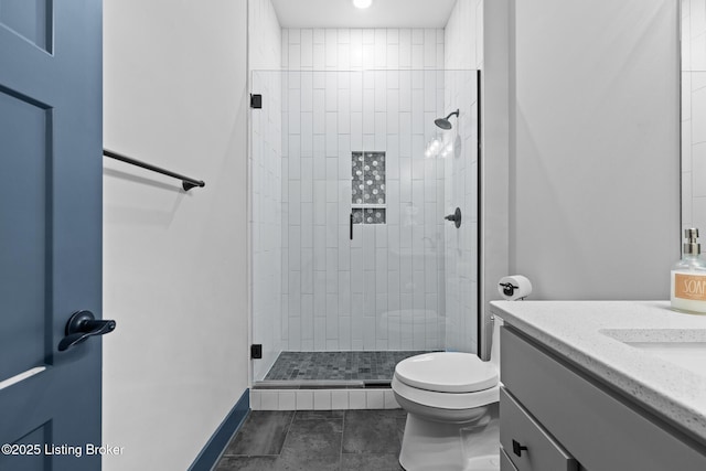 118 Stable Way, Jeffersonville, IN 47130 - full bathroom with vanity, a shower stall, toilet, and tile patterned floors