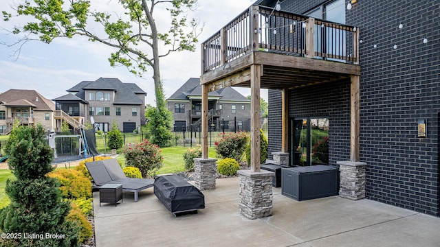 118 Stable Way, Jeffersonville, IN 47130 - view of patio / terrace featuring a residential view, a wooden deck, and an outdoor living space