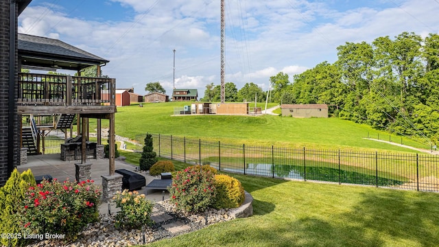 118 Stable Way, Jeffersonville, IN 47130 - view of yard with stairway, a wooden deck, and a patio area