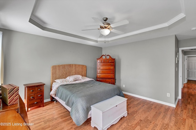 11601 Top Walnut Loop, Louisville, KY 40229 - bedroom featuring a raised ceiling, ornamental molding, wood finished floors, baseboards, and a ceiling fan