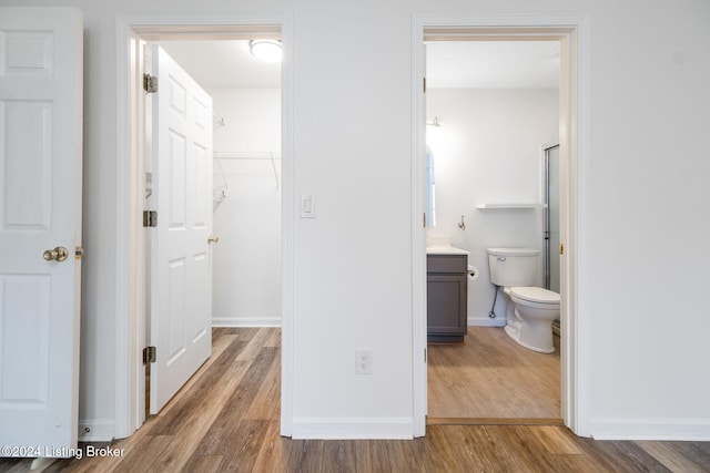 4225 Treesdale Dr, Sellersburg, IN 47172 - hallway featuring wood finished floors and baseboards