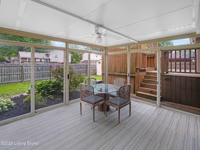 8703 Bards Ct, Louisville, KY 40299 - sunroom with ceiling fan and outdoor dining space