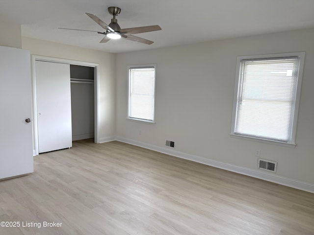 11302 Deering Rd, Louisville, KY 40272 - unfurnished bedroom featuring light wood-style floors, a closet, and a ceiling fan