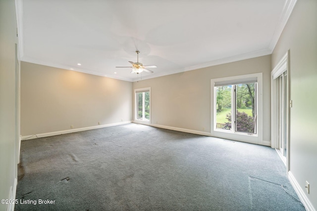 527 Woodlake Dr, Louisville, KY 40245 - carpeted spare room with crown molding, a ceiling fan, and recessed lighting