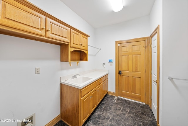 527 Woodlake Dr, Louisville, KY 40245 - laundry area with cabinet space, dark marble finish flooring, and hookup for a washing machine
