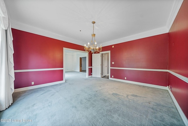 527 Woodlake Dr, Louisville, KY 40245 - unfurnished room featuring a chandelier, crown molding, and carpet