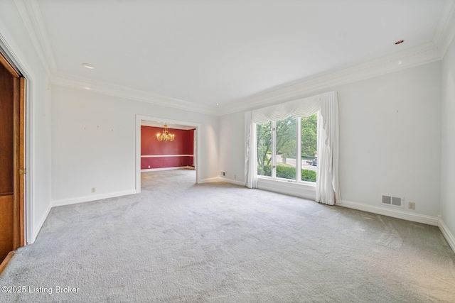 527 Woodlake Dr, Louisville, KY 40245 - carpeted spare room featuring a chandelier, ornamental molding, and recessed lighting