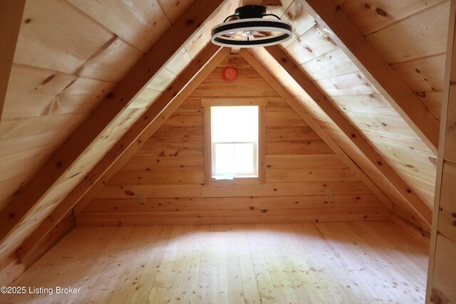 255 Little Cabin Ln, Falls Of Rough, KY 40119 - bonus room featuring lofted ceiling, wood-type flooring, wood ceiling, and wood walls