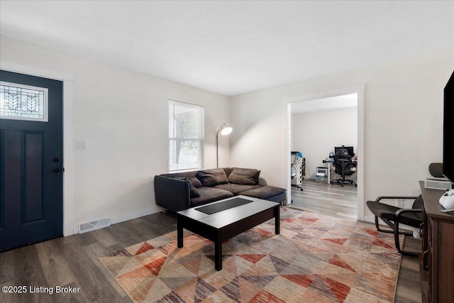 812 Castlewood Dr, New Albany, IN 47150 - living room with wood finished floors, baseboards, and a desk