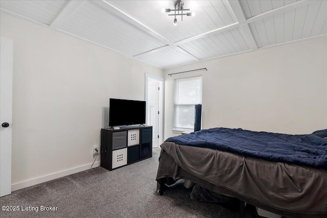 812 Castlewood Dr, New Albany, IN 47150 - carpeted bedroom featuring baseboards and wooden ceiling with exposed beams