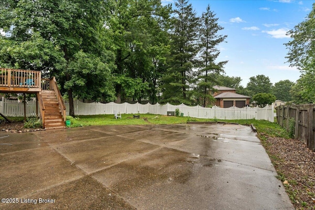 812 Castlewood Dr, New Albany, IN 47150 - view of patio / terrace with stairway, a deck, and view of scattered trees