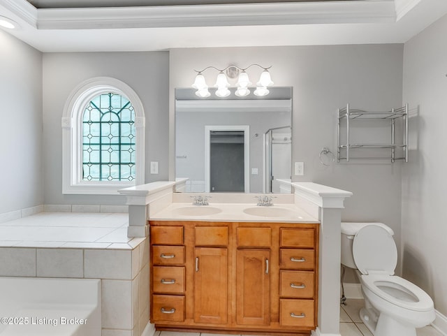 14409 Estate Ridge Blvd, Louisville, KY 40291 - full bath featuring double vanity, toilet, tile patterned flooring, and a tub