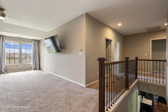6803 Park Vista Way, Louisville, KY 40229 - corridor featuring carpet flooring, baseboards, recessed lighting, and an upstairs landing