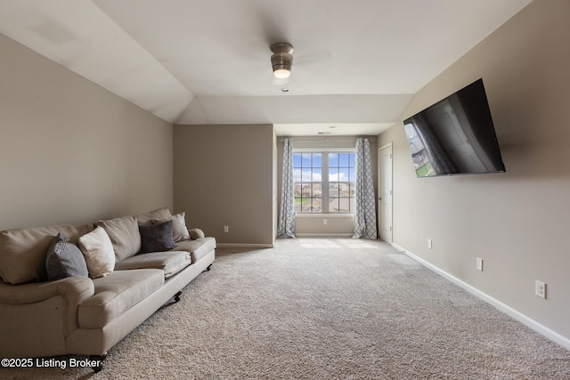 6803 Park Vista Way, Louisville, KY 40229 - carpeted living room with baseboards and vaulted ceiling