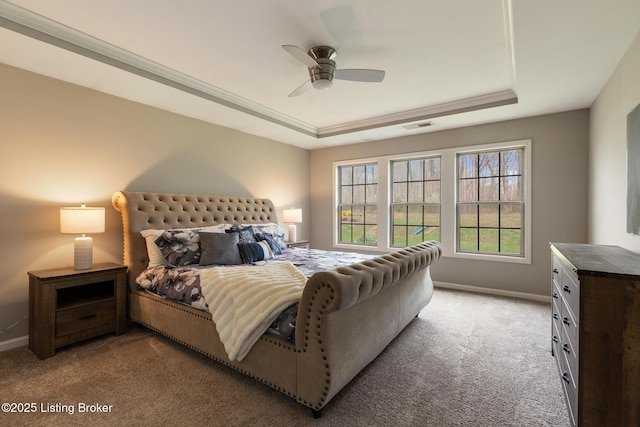 6803 Park Vista Way, Louisville, KY 40229 - bedroom with a tray ceiling, carpet floors, baseboards, and ceiling fan