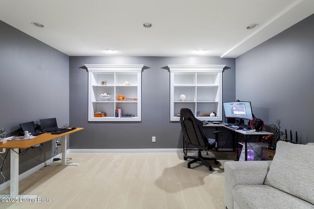 4705 Holly Forest Ct, Louisville, KY 40245 - home office with carpet flooring, baseboards, and recessed lighting