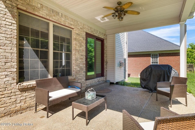 4705 Holly Forest Ct, Louisville, KY 40245 - view of patio / terrace featuring a ceiling fan, area for grilling, and an outdoor hangout area