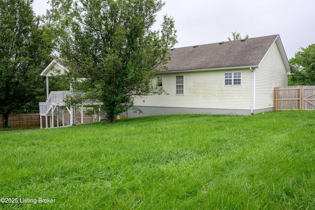 198 Cecilia Smiths Mill Rd, Cecilia, KY 42724 - back of property with stairs, roof with shingles, and a wooden deck