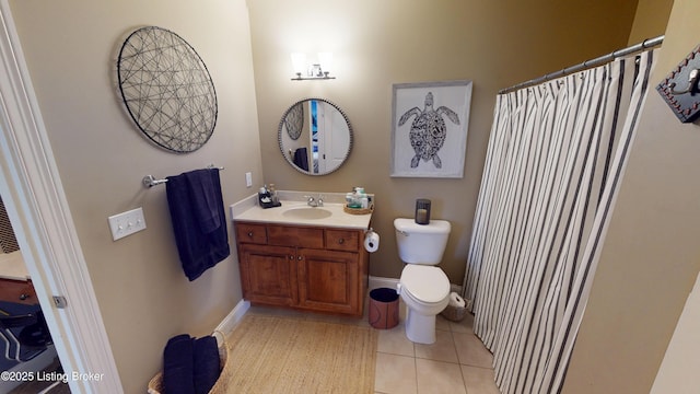 103 Morgan Ct, Bardstown, KY 40004 - full bath with vanity, toilet, tile patterned floors, curtained shower, and baseboards