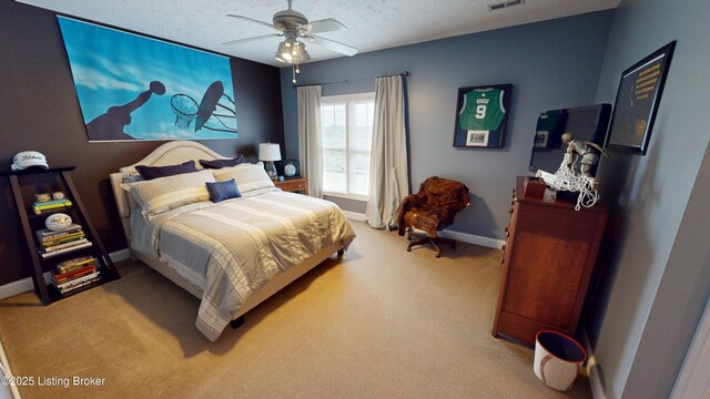 103 Morgan Ct, Bardstown, KY 40004 - bedroom featuring light carpet, baseboards, a ceiling fan, and a textured ceiling