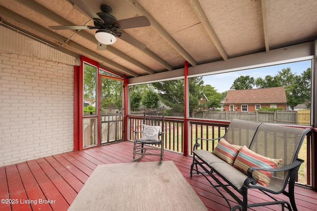 857 Melford Ave, Louisville, KY 40217 - wooden deck featuring ceiling fan and a fenced backyard