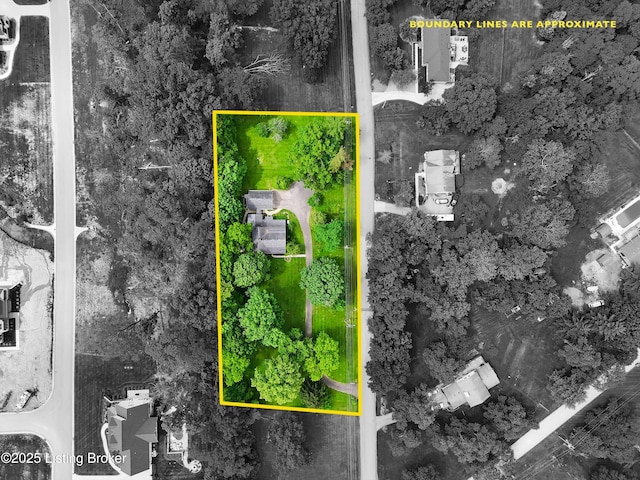 5212 Mary Clayton Ln, Crestwood, KY 40014 - aerial overview of property's location with property parcel outlined