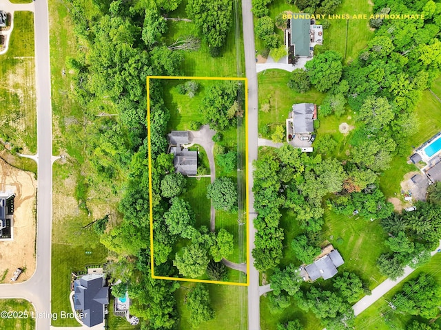 5212 Mary Clayton Ln, Crestwood, KY 40014 - aerial view of property and surrounding area with property boundaries highlighted