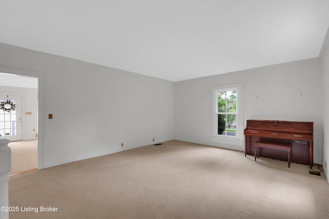 5212 Mary Clayton Ln, Crestwood, KY 40014 - unfurnished living room with carpet and a chandelier