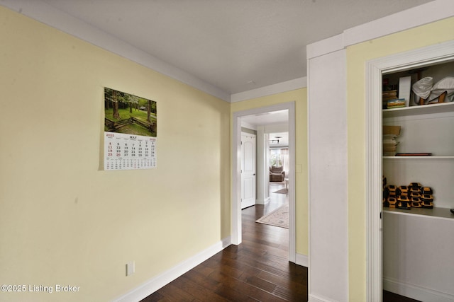 684 Cheslon Rd, Munfordville, KY 42765 - corridor with dark wood finished floors and baseboards