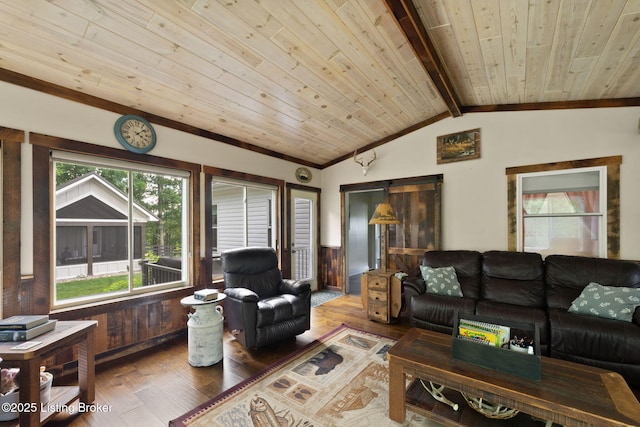 684 Cheslon Rd, Munfordville, KY 42765 - living room featuring wood ceiling and wood finished floors