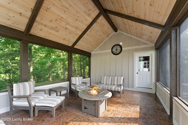 684 Cheslon Rd, Munfordville, KY 42765 - sunroom featuring an outdoor living space with a fire pit