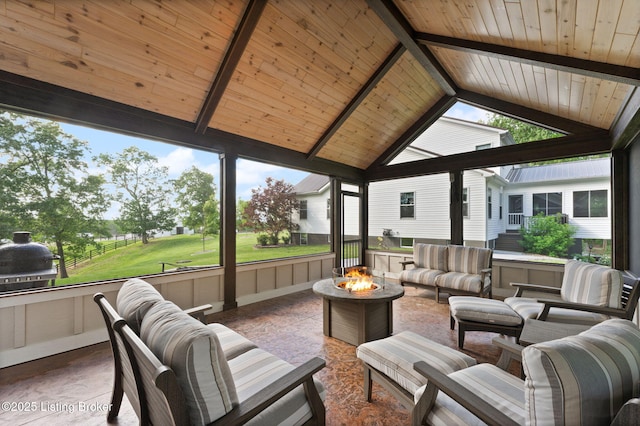684 Cheslon Rd, Munfordville, KY 42765 - view of patio with an outdoor living space with a fire pit and a grill
