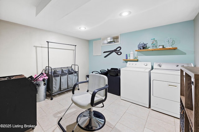 7513 Merlyn Cir, Louisville, KY 40214 - laundry room with separate washer and dryer, recessed lighting, and light tile patterned floors