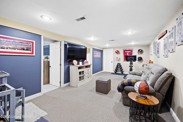 7513 Merlyn Cir, Louisville, KY 40214 - carpeted living room featuring baseboards and recessed lighting