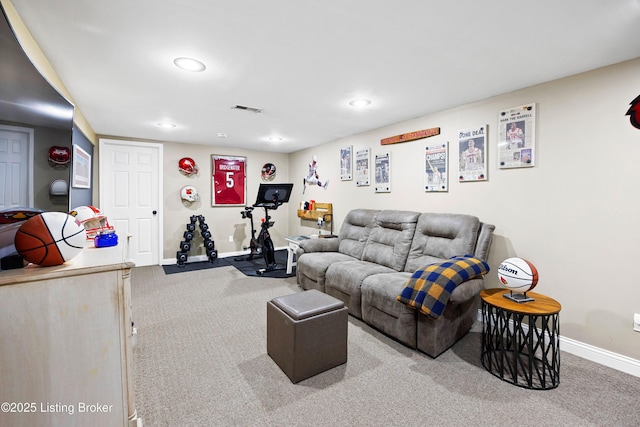 7513 Merlyn Cir, Louisville, KY 40214 - carpeted living room featuring baseboards and recessed lighting