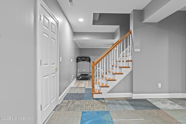 4011 Serendipity Ln, Louisville, KY 40272 - foyer with stairway, baseboards, and recessed lighting