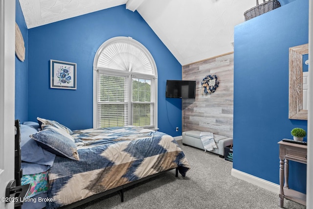 4011 Serendipity Ln, Louisville, KY 40272 - bedroom featuring carpet floors, an accent wall, baseboards, and wooden walls