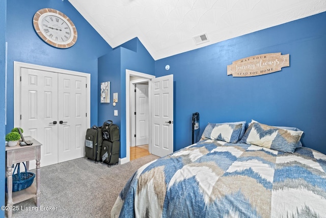4011 Serendipity Ln, Louisville, KY 40272 - carpeted bedroom with lofted ceiling, a closet, and baseboards