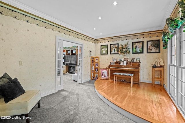 4011 Serendipity Ln, Louisville, KY 40272 - sitting room with crown molding, baseboards, and recessed lighting