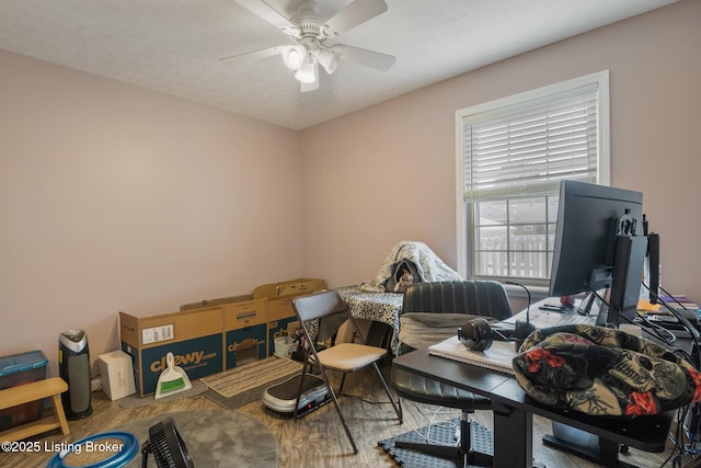 5704 Bartview Ct, Louisville, KY 40229 - rec room with wood finished floors and ceiling fan