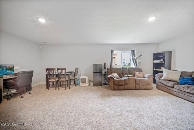 10905 Hidden Trail Ct, Louisville, KY 40229 - living room featuring carpet, a desk, and recessed lighting