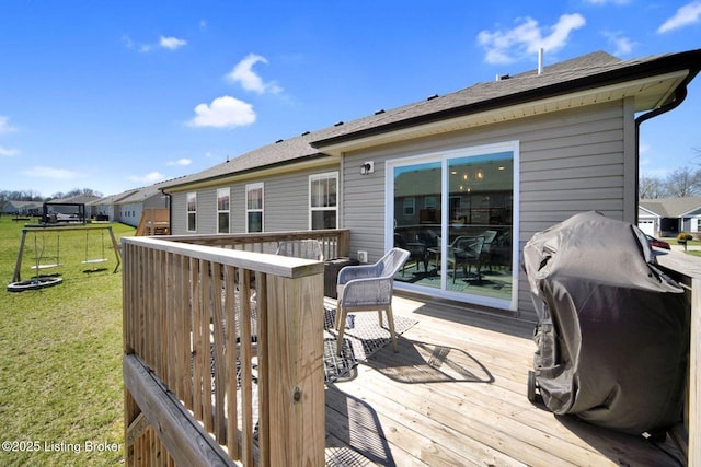 10905 Hidden Trail Ct, Louisville, KY 40229 - wooden terrace with a yard and a residential view
