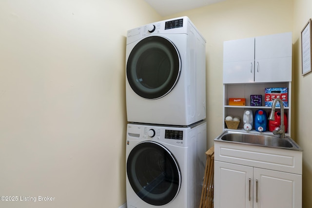 3908 Keal Run Way, Louisville, KY 40241 - laundry room with stacked washing machine and dryer and cabinet space