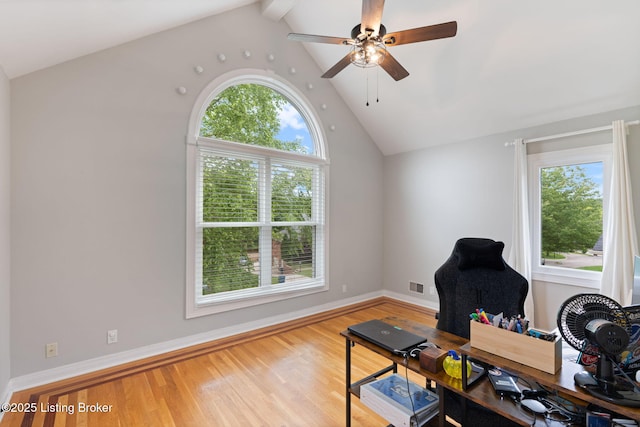 3908 Keal Run Way, Louisville, KY 40241 - home office featuring wood finished floors, ceiling fan, and baseboards