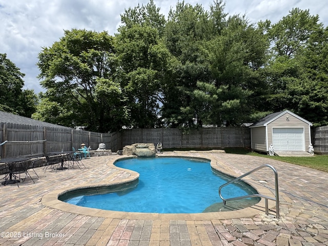 7005 Shareith Dr, Louisville, KY 40228 - view of swimming pool with a fenced backyard, a patio, and view of wooded area
