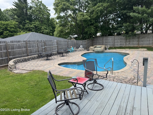 7005 Shareith Dr, Louisville, KY 40228 - view of swimming pool featuring a wooden deck and a patio