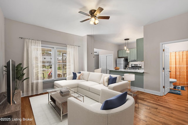 920 Lydia St, Louisville, KY 40217 - living room featuring ceiling fan and wood finished floors