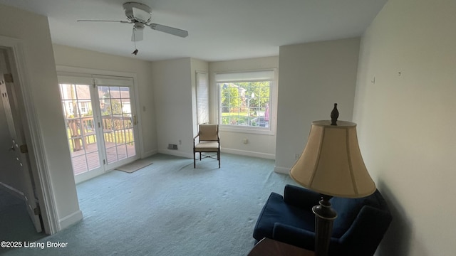 123 Westwind Trl, Bardstown, KY 40004 - sitting room featuring carpet, baseboards, and ceiling fan